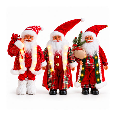 Világító és zenélő Mikulás, dekoratív karácsonyi szobor, 65-95-120 cm, elemes világító dísz - Blind Box