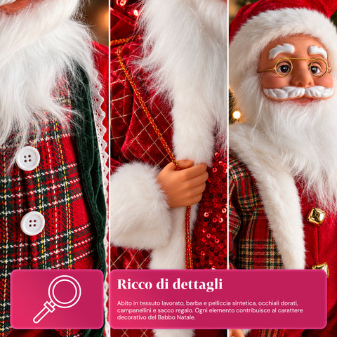 Világító és zenélő Mikulás, dekoratív karácsonyi szobor, 65-95-120 cm, elemes világító dísz - Blind Box