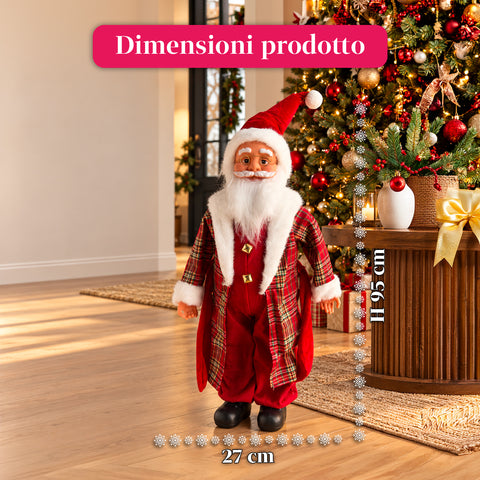 Világító és zenélő Mikulás, dekoratív karácsonyi szobor, 65-95-120 cm, elemes világító dísz - Blind Box
