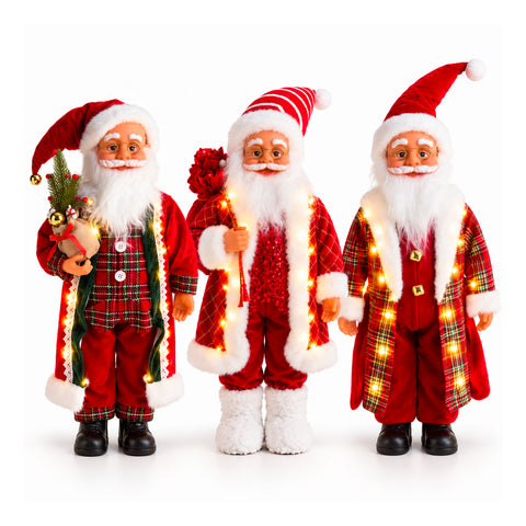 Világító és zenélő Mikulás, dekoratív karácsonyi szobor, 65-95-120 cm, elemes világító dísz - Blind Box