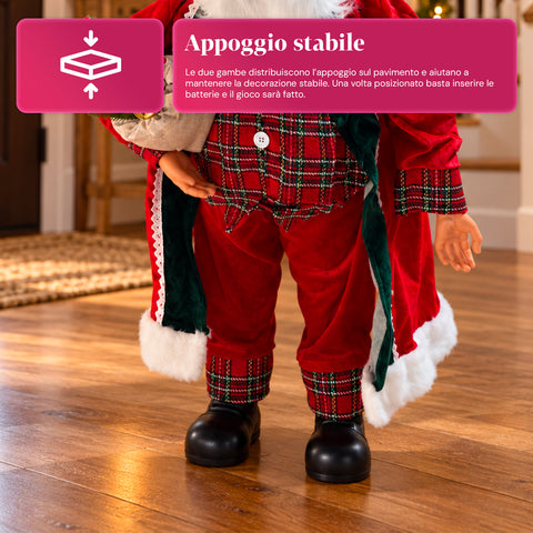 Világító és zenélő Mikulás, dekoratív karácsonyi szobor, 65-95-120 cm, elemes világító dísz - Blind Box