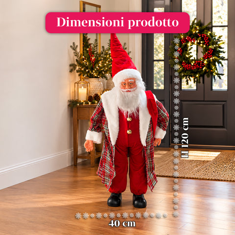 Világító és zenélő Mikulás, dekoratív karácsonyi szobor, 65-95-120 cm, elemes világító dísz - Blind Box