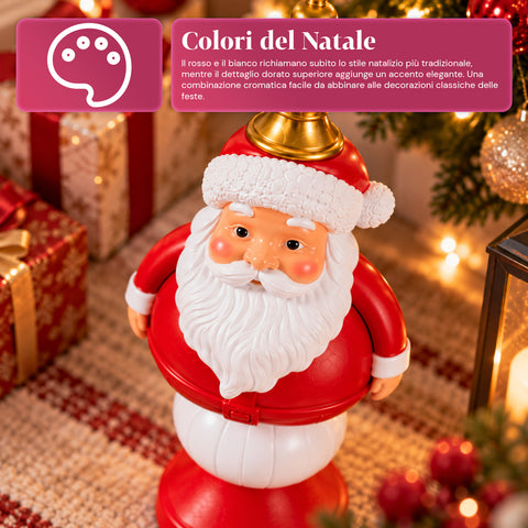 Statuetta Natalizia 35 cm in Resina, Decorazione Natale Babbo Natale, Soldatino Schiaccianoci e Orsetto, Rosso o Bianco, Interno Esterno