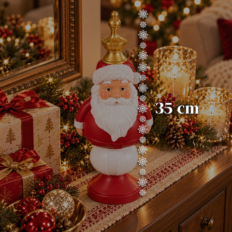 Statuetta Natalizia 35 cm in Resina, Decorazione Natale Babbo Natale, Soldatino Schiaccianoci e Orsetto, Rosso o Bianco, Interno Esterno
