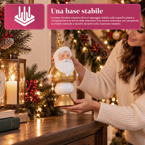 Statuetta Natalizia 35 cm in Resina, Decorazione Natale Babbo Natale, Soldatino Schiaccianoci e Orsetto, Rosso o Bianco, Interno Esterno