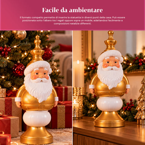 Statuetta Natalizia 35 cm in Resina, Decorazione Natale Babbo Natale, Soldatino Schiaccianoci e Orsetto, Rosso o Bianco, Interno Esterno