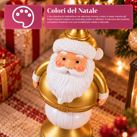 Statuetta Natalizia 35 cm in Resina, Decorazione Natale Babbo Natale, Soldatino Schiaccianoci e Orsetto, Rosso o Bianco, Interno Esterno