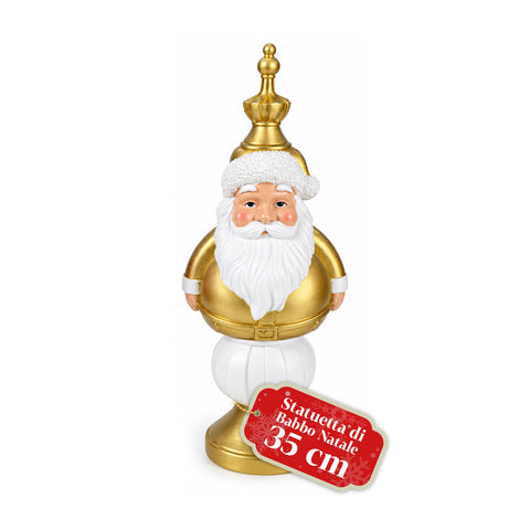 Statuetta Natalizia 35 cm in Resina, Decorazione Natale Babbo Natale, Soldatino Schiaccianoci e Orsetto, Rosso o Bianco, Interno Esterno