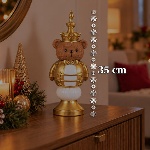 Statuetta Natalizia 35 cm in Resina, Decorazione Natale Babbo Natale, Soldatino Schiaccianoci e Orsetto, Rosso o Bianco, Interno Esterno