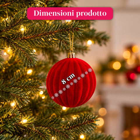12 darabos, 8 cm-es bársonyos karácsonyi gömbdíszkészlet, csomagonként háromféle textúrával, 3 elérhető színben, matt gömbök karácsonyfára és dekorációhoz