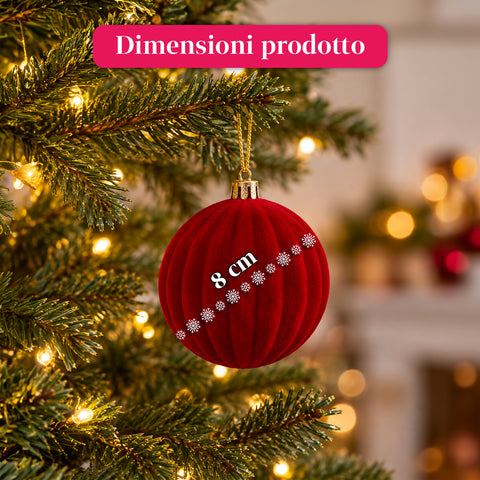 12 darabos, 8 cm-es bársonyos karácsonyi gömbdíszkészlet, csomagonként háromféle textúrával, 3 elérhető színben, matt gömbök karácsonyfára és dekorációhoz