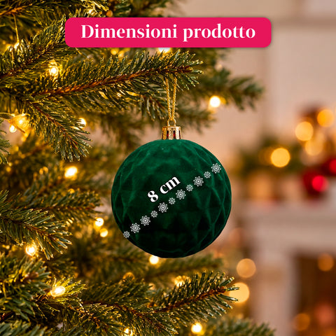 12 darabos, 8 cm-es bársonyos karácsonyi gömbdíszkészlet, csomagonként háromféle textúrával, 3 elérhető színben, matt gömbök karácsonyfára és dekorációhoz