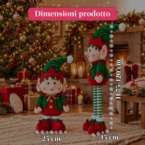 Nyújtható karácsonyi manó, dekorációs dísz, többféle színben, maximális magassága 120 cm, teleszkópos lábakkal, súlyozott talppal, poliészterből