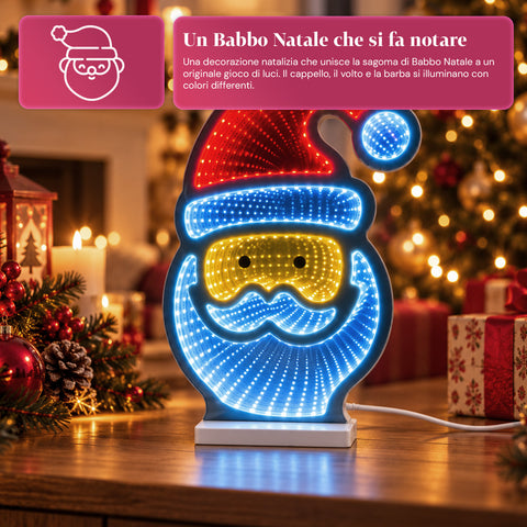 LED-es, végtelen hatású Mikulás, H29 cm, USB-kábellel
