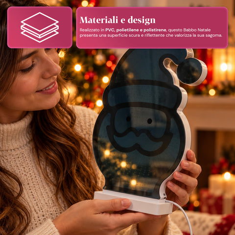 LED-es, végtelen hatású Mikulás, H29 cm, USB-kábellel