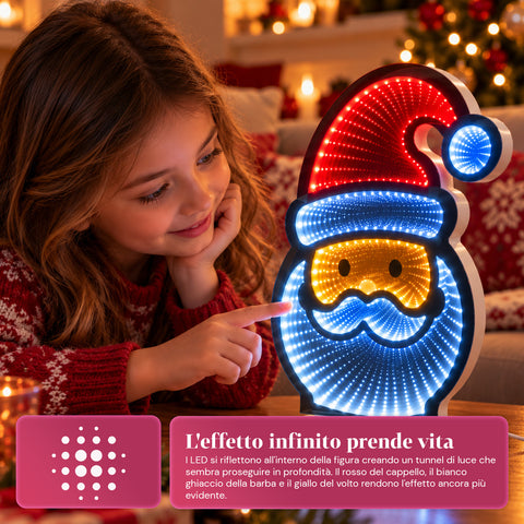 LED-es, végtelen hatású Mikulás, H29 cm, USB-kábellel