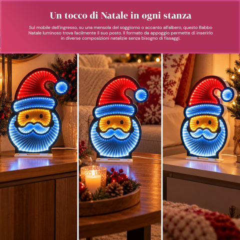 LED-es, végtelen hatású Mikulás, H29 cm, USB-kábellel