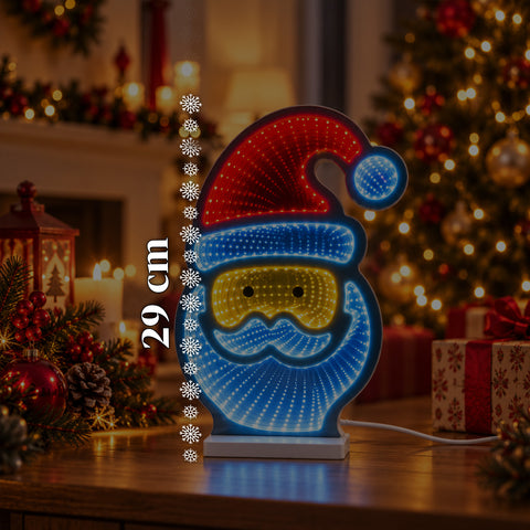 LED-es, végtelen hatású Mikulás, H29 cm, USB-kábellel