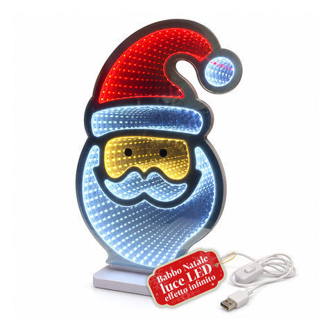 LED-es, végtelen hatású Mikulás, H29 cm, USB-kábellel