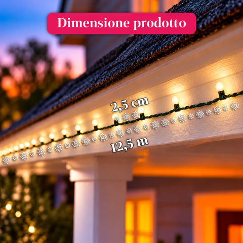 500 LED-es Cherry fényfüzér, 12,5 m, 8 fényeffektus, IP44