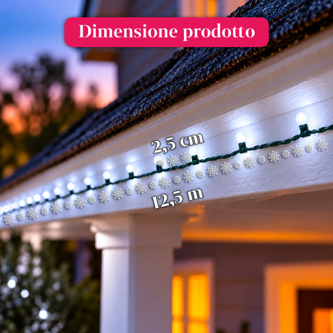 500 LED-es Cherry fényfüzér, 12,5 m, 8 fényeffektus, IP44