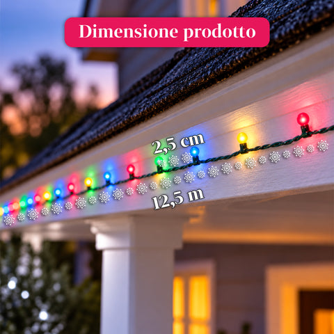 500 LED-es Cherry fényfüzér, 12,5 m, 8 fényeffektus, IP44