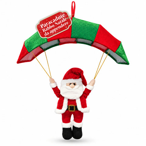 Paracadute Natalizio da Appendere 80 cm con Personaggio di Natale 4 personaggi