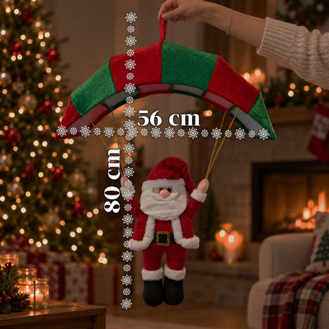 Paracadute Natalizio da Appendere 80 cm con Personaggio di Natale 4 personaggi