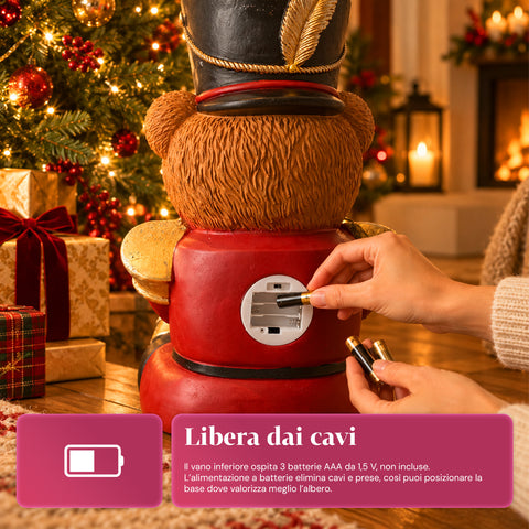 Base Albero di Natale Luminosa Orsetto Soldatino con LED, 56,5 cm