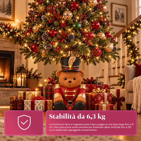 Base Albero di Natale Luminosa Orsetto Soldatino con LED, 56,5 cm