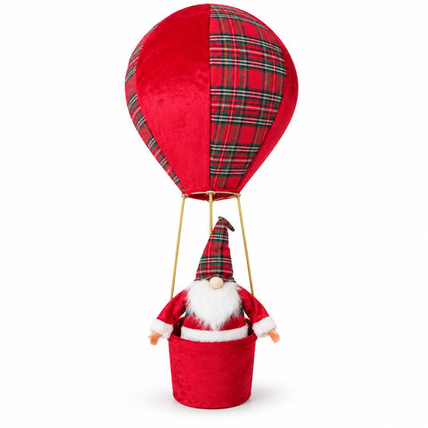 Mongolfiera natalizia con Babbo Natale o Gnomo, LED 92 cm