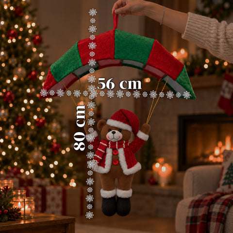 Paracadute Natalizio da Appendere 80 cm con Personaggio di Natale 4 personaggi