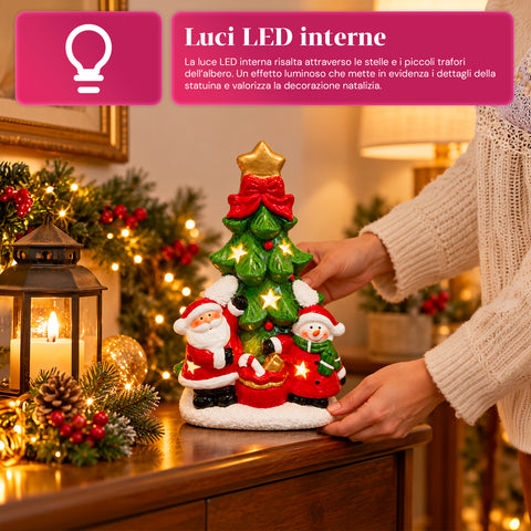 Statuina Natalizia in Ceramica Luminosa 26 cm con LED, 10 Soggetti