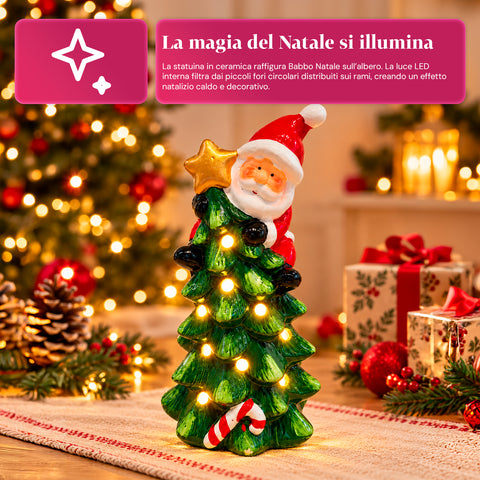 Statuina Natalizia in Ceramica Luminosa 26 cm con LED, 10 Soggetti