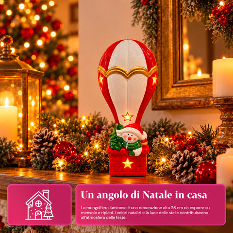 Statuina Natalizia in Ceramica Luminosa 26 cm con LED, 10 Soggetti