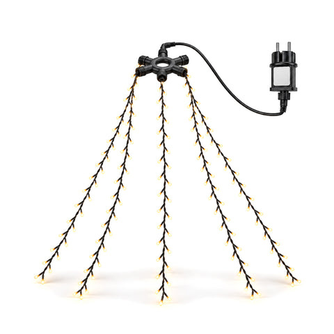 Luci per Albero di Natale a Cascata 175 LED Bianco Caldo, 5 Fili