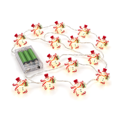Catena Luminosa a Batteria con Personaggi Natalizi, 20 Mini LED