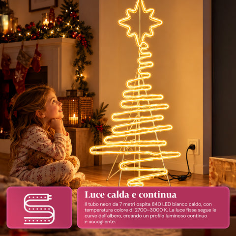 Világító neon LED karácsonyfa csillaggal, 108 cm, meleg fehér