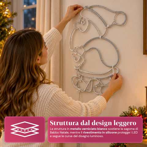 Világító neon LED Mikulás mozgóeffektussal, 45x67,5 cm