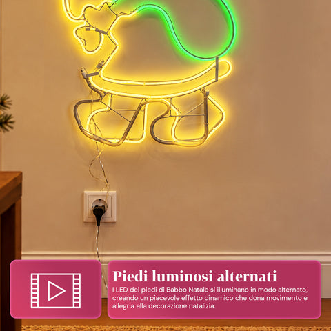 Világító neon LED Mikulás mozgóeffektussal, 45x67,5 cm
