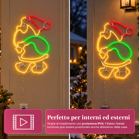 Világító neon LED Mikulás mozgóeffektussal, 45x67,5 cm