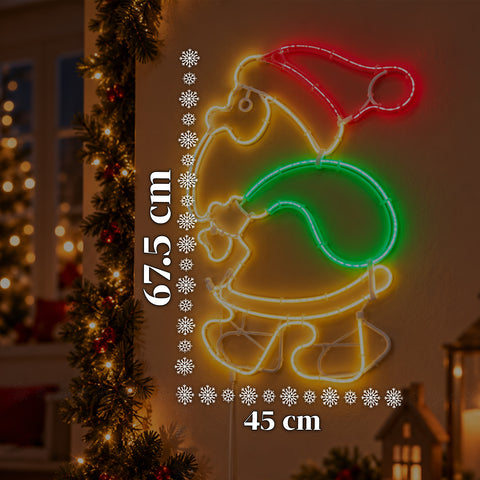 Világító neon LED Mikulás mozgóeffektussal, 45x67,5 cm