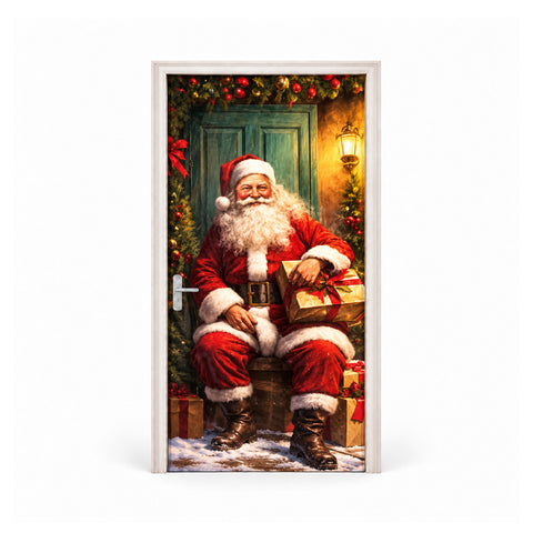 Díszített karácsonyi ajtóborító, ajtóra való textil 90x220 cm, 8 minta, karácsonyi dekoráció digitális nyomtatással