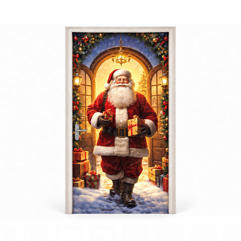 Díszített karácsonyi ajtóborító, ajtóra való textil 90x220 cm, 8 minta, karácsonyi dekoráció digitális nyomtatással