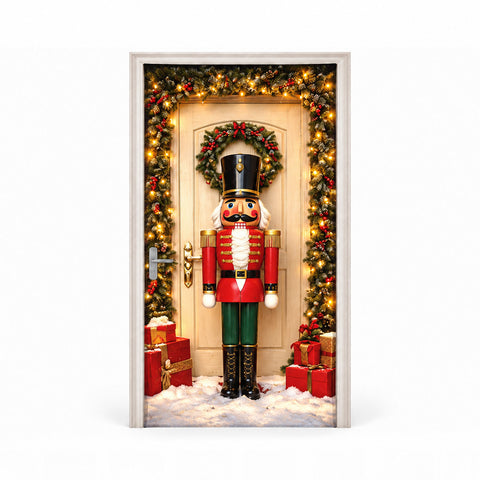 Díszített karácsonyi ajtóborító, ajtóra való textil 90x220 cm, 8 minta, karácsonyi dekoráció digitális nyomtatással