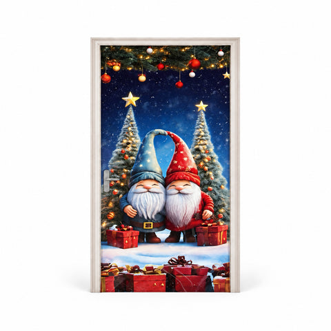 Díszített karácsonyi ajtóborító, ajtóra való textil 90x220 cm, 8 minta, karácsonyi dekoráció digitális nyomtatással