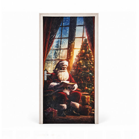 Díszített karácsonyi ajtóborító, ajtóra való textil 90x220 cm, 8 minta, karácsonyi dekoráció digitális nyomtatással