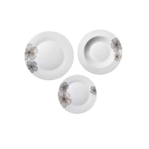 18 részes kerek porcelán étkészlet Gris mintával