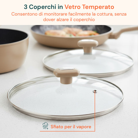 Batteria da Cucina Completa 13 Pezzi in Vari Colori con Mestoli Inclusi
