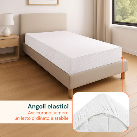 Coprimaterasso in Spugna 100% Poliestere – Estensibile e con Angoli Elasticizzati
